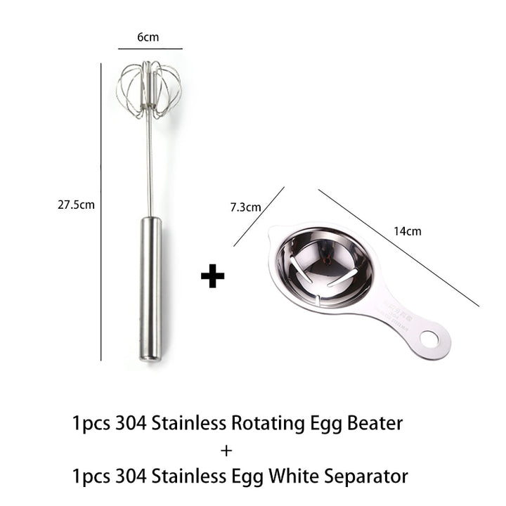 Haushalt Halbautomatische Rotierende Schneebesen 304 Edelstahl Self Drehen Creme Utensilien Schneebesen Hand Mixer Küche Werkzeug