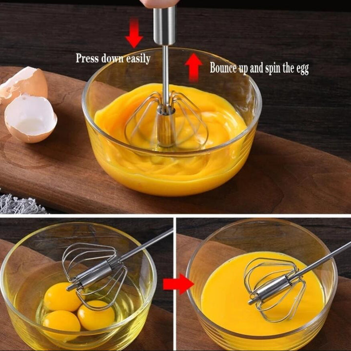 Haushalt Halbautomatische Rotierende Schneebesen 304 Edelstahl Self Drehen Creme Utensilien Schneebesen Hand Mixer Küche Werkzeug