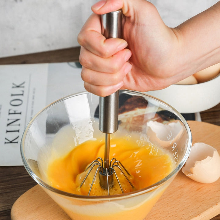 Haushalt Halbautomatische Rotierende Schneebesen 304 Edelstahl Self Drehen Creme Utensilien Schneebesen Hand Mixer Küche Werkzeug